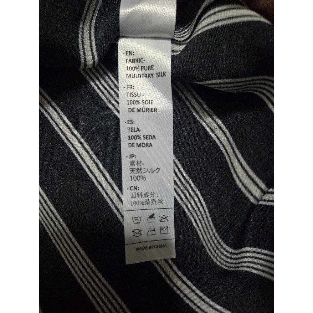 LilySilk Womens Black and White Striped 100% Mulberry Silk Button Down Blouse M - Picture 7 of 10